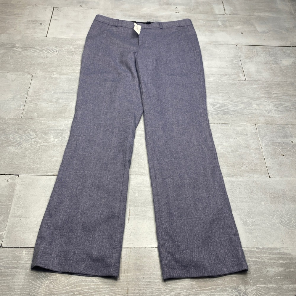Banana Republic Logan Trouser Pants Womens 12 Blue Herringbone Mid Rise Straight